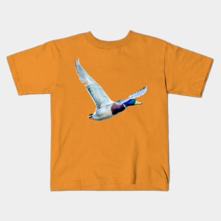 Mallard in flight Kids T-Shirt